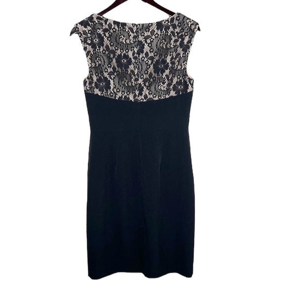 ADRIANNA PAPELL Black Lace Bodice Bodycon Sleeveless Dress Size 6 - Picture 3 of 9